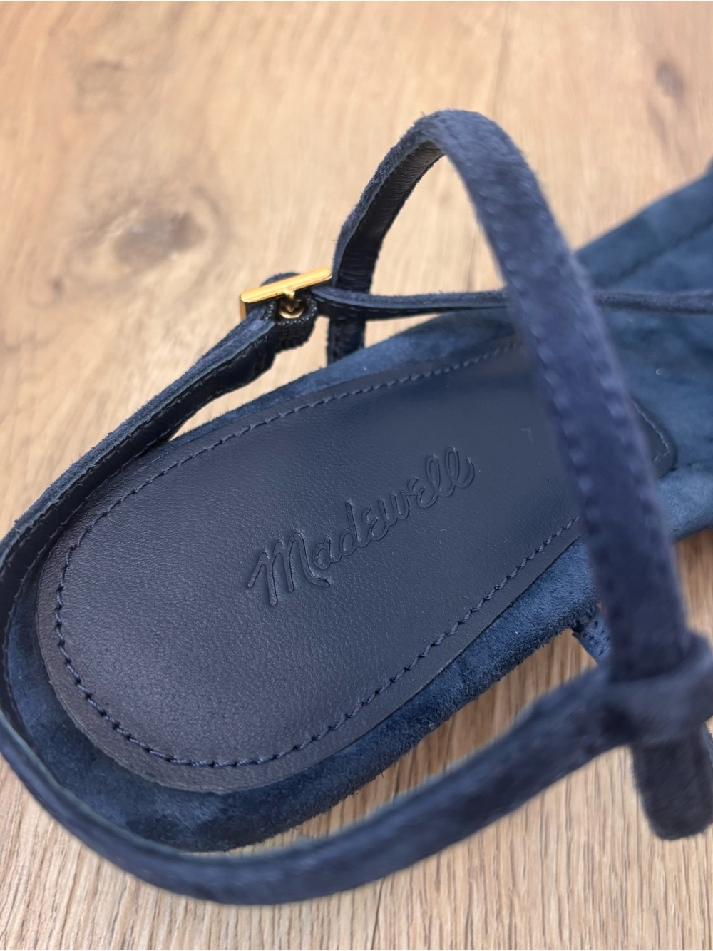 Madewell Women’s The Maycie Asymmetric T-Strap Sandal Suede Blue Size 7.5 NU745 - Picture 6 of 8